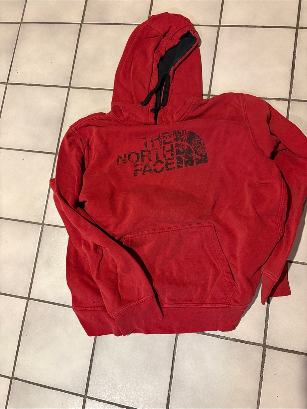 The North Face Men’s Red Crewneck Pullover Hoodie Sweatshirt